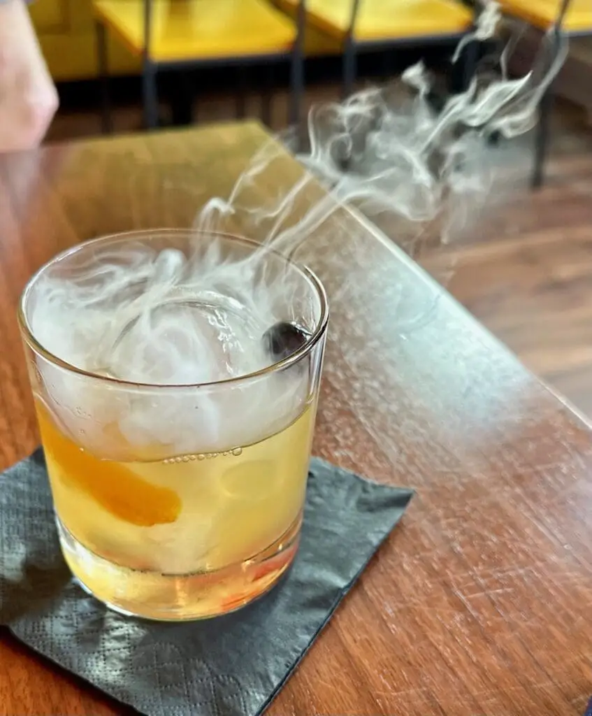 Smoking old fashioned drink