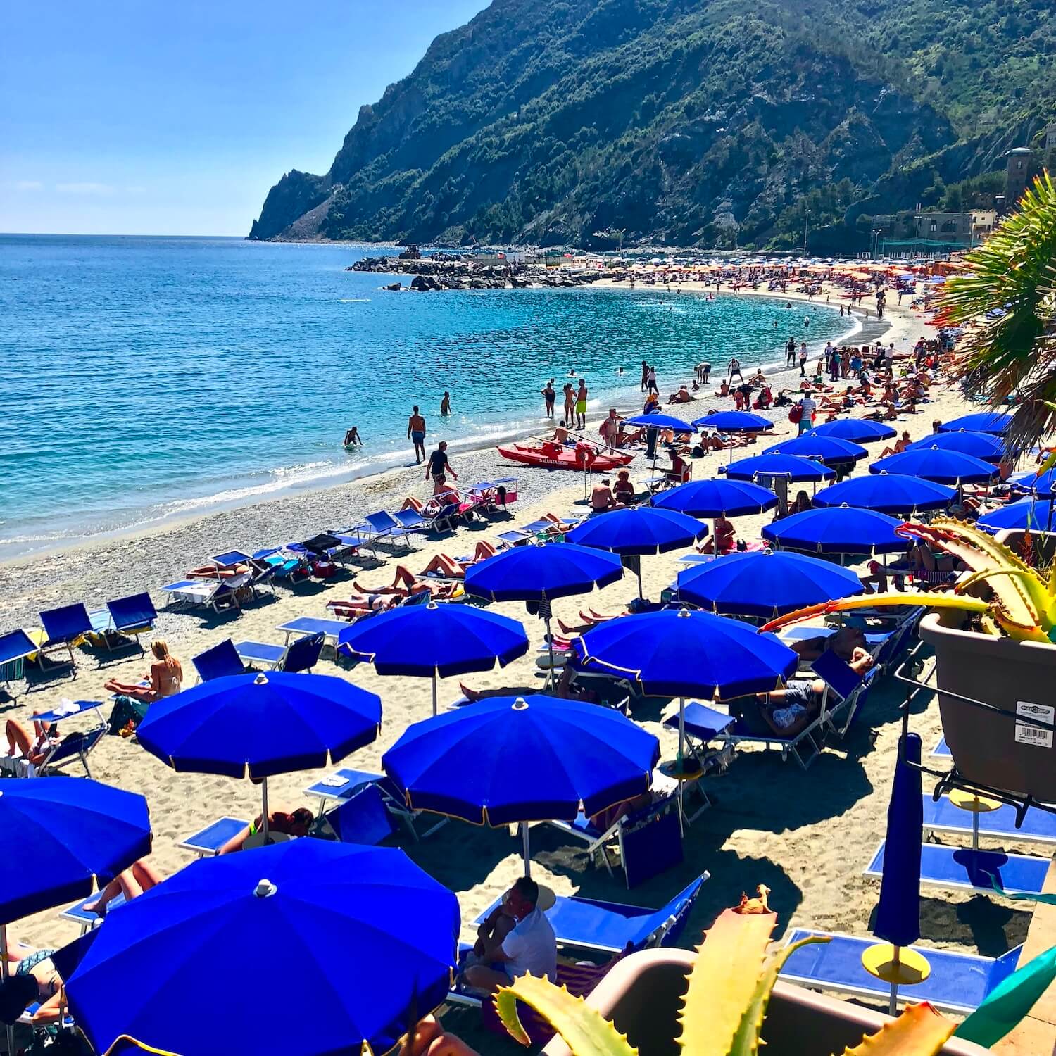 Umbrellas of monterosso al mare cinque terre italy