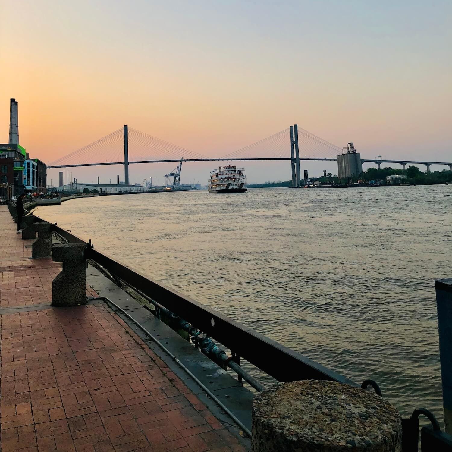 Savannah waterfront at sunset