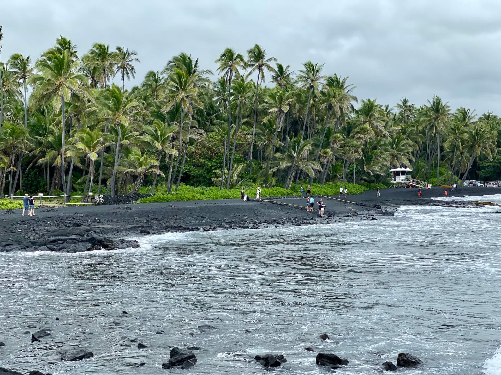 Punalu'u black sand beach shore hawaii