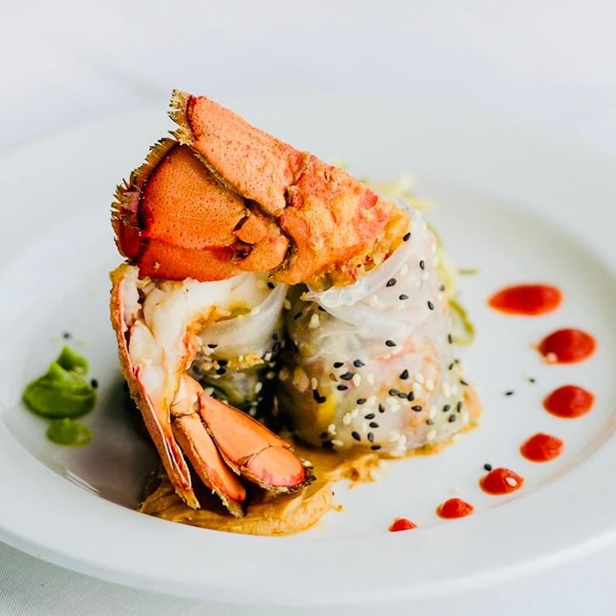 Lobster spring roll appetizer at bijoux
