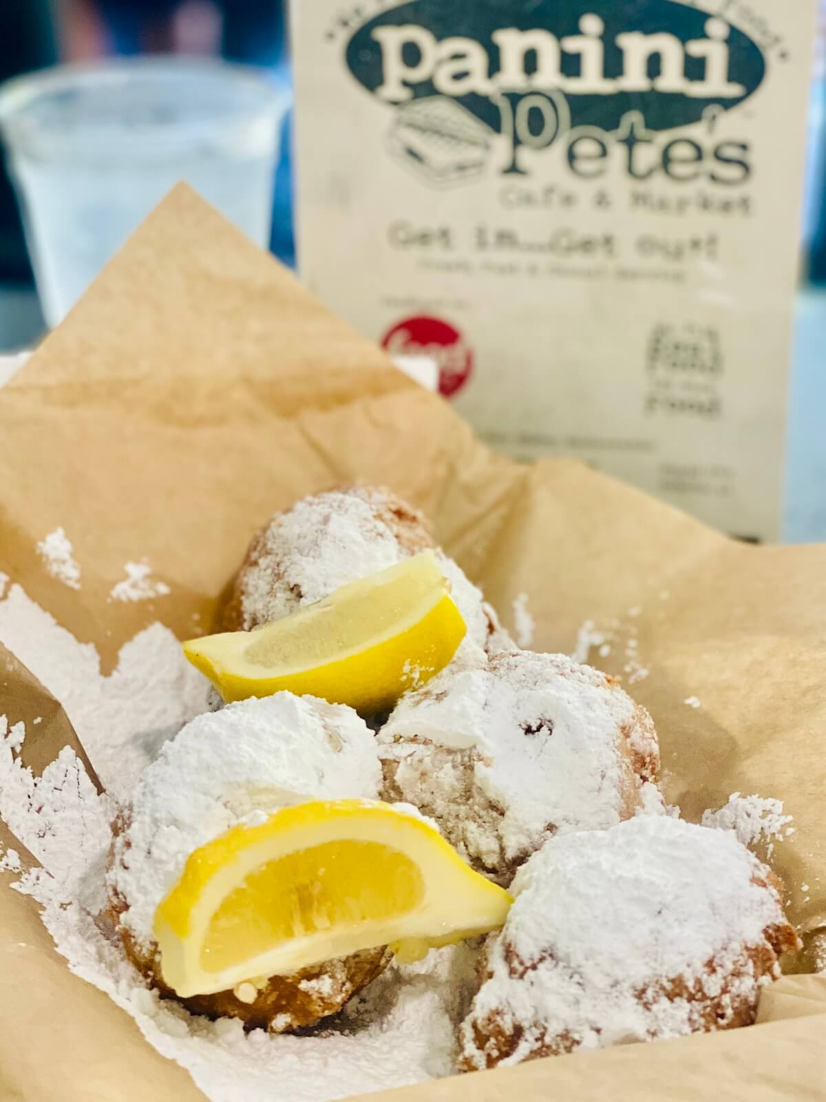 Powdered beignets with lemons at panini pete's