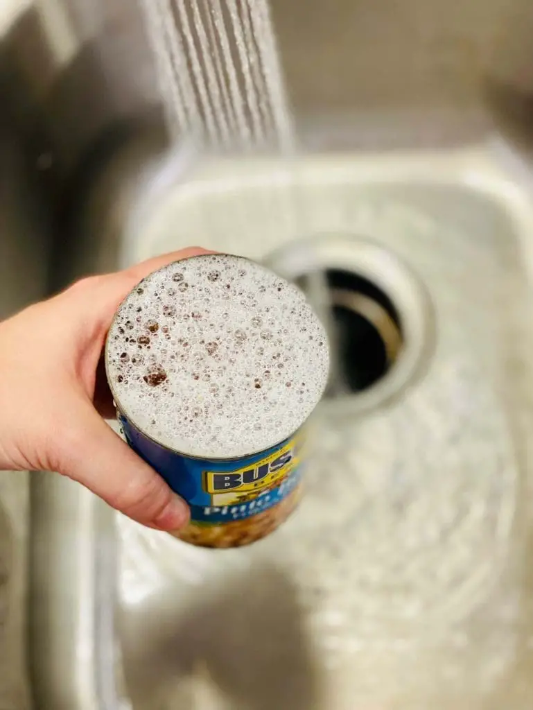 Rinsing beans in can