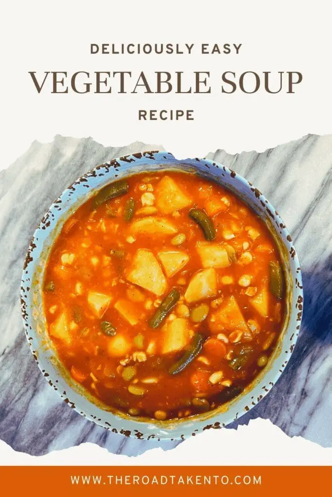 Vegetable soup in blue bowl
