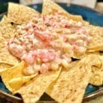 Creamy corn dip recipe served on tortilla chips