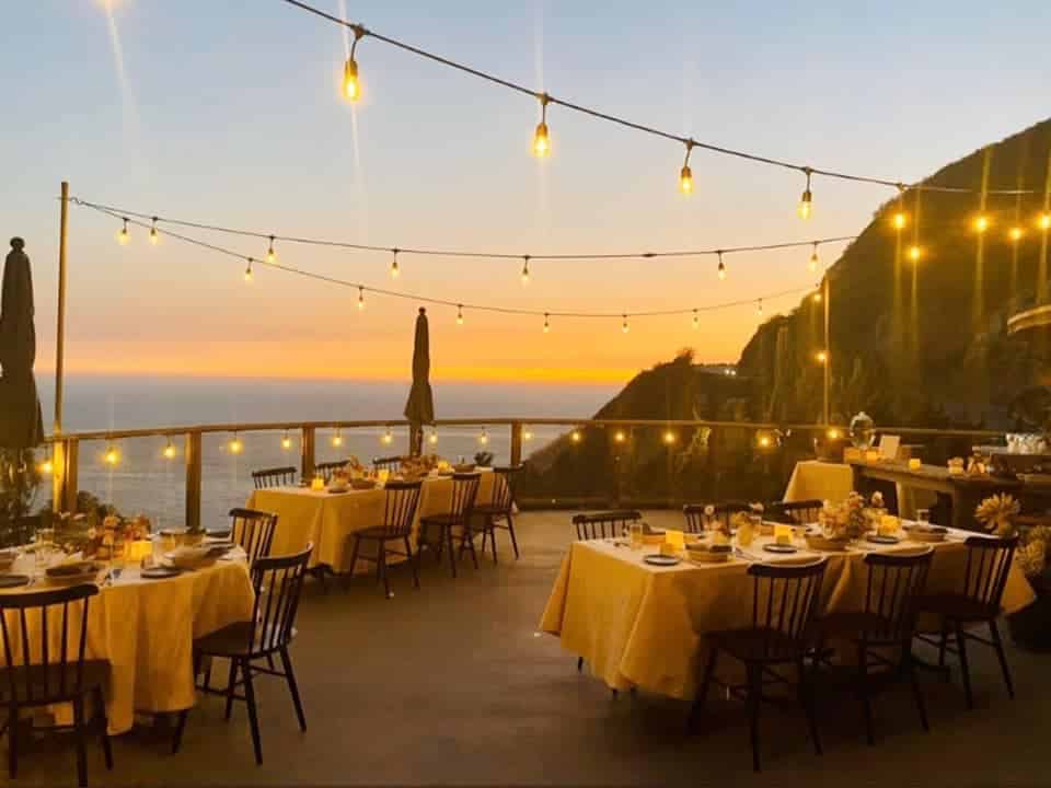 Sunset at coast big sur restaurant