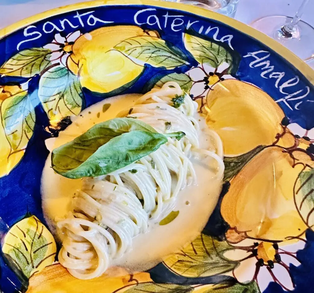 Creamy lemon pasta in amalfi