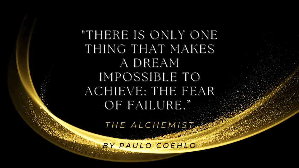 The alchemist quote with gold swirl