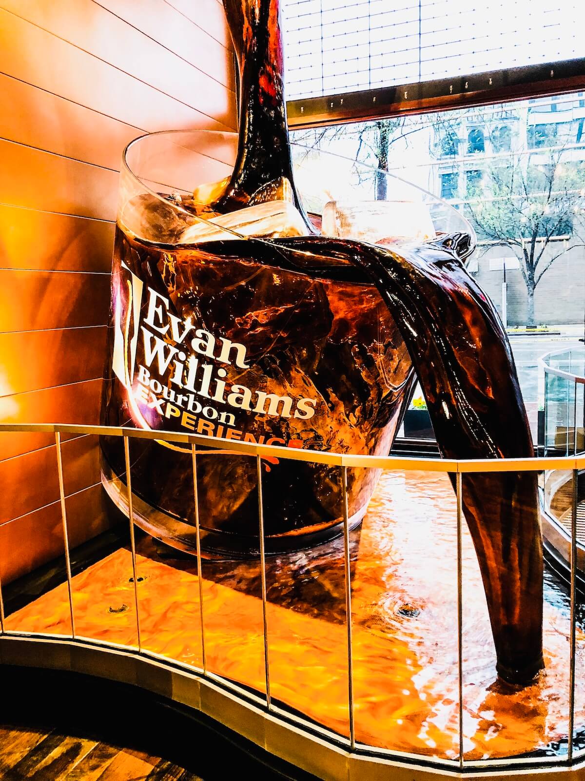 Evan williams bourbon glass feature fountain louisville